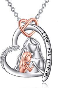 wholesale 925 Sterling Silver Mother and Daughter Love Forever Heart Pendant Necklace s for Women-Mother Daughter