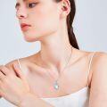 wholesale 925 Sterling Silver Blue Moonstone Flower Drop Pendant Necklace for Women Girls-0-5