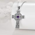 wholesale 925 Sterling Silver Amethyst Celtic Knot Cross Pendant Necklace for Women-0-3