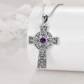 wholesale 925 Sterling Silver Celtic Cross Necklace Wholesale With Amethyst-0-3