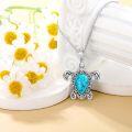 wholesale 925 Sterling Silver Turtle Pendant with Genuine Turquoise Necklace for Women Gifts-0-4