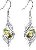 wholesale TOUPOP Infinity Earrings With Peridot Sterling Silver August Birthstone Dangle Drop Earrings For Women -0-0