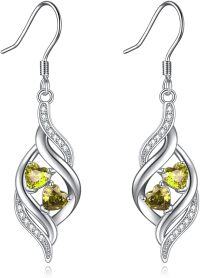 wholesale TOUPOP Infinity Earrings With Peridot Sterling Silver August Birthstone Dangle Drop Earrings For Women -undefined