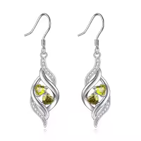 TOUPOP Sterling Silver Peridot Infinity Dangle Drop Earrings For Women-undefined