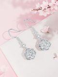 wholesale 925 Sterling Silver CZ Flower Shape Hook Earring Gift for Her-0-3
