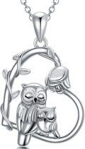 wholesale 925 Sterling Silver Owl Family Love Heart Pendant Necklaces for Women Girls s-0-0