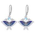 wholesale 925 Sterling Silver Blue Enamel Butterfly Earrings-0-0