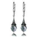 wholesale 925 Sterling Silver Blue Topaz Oval Cut Vintage Style Leverback Earrings-0-8