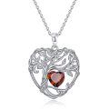 TOUPOP Sterling Silver Ruby Tree Of Life Pendant Necklace-0-0