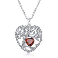 TOUPOP Sterling Silver Ruby Tree Of Life Pendant Necklace-undefined