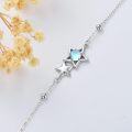 wholesale 925 Sterling Silver Opalite Star Charm Bracelet & Anklet Set for Women and Girls-0-4