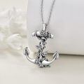 wholesale 925 Sterling Silver Anchor Pendant Necklace Wholesale With Rope Detail-0-7