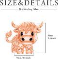 wholesale Rose Gold 925 Sterling Silver Highland Cow Stud Earrings - Cute Animal s for Women & Girls (Birthday/Halloween/Christmas)-0-2