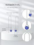 wholesale 925 Sterling Silver Birthstone Threader Earrings Infinity Long Chain Drop Pull Through 12 Stone Birthday Jewelry Gifts for Women-0-67