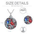 wholesale 925 Sterling Silver Round Blue & Red Bird Cremation Jewelry Keepsake Pendant Necklace with Funnel and Fill Tool-0-5