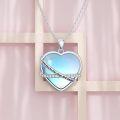 wholesale 925 Sterling Silver Heart-Shaped Love Message Moonstone & Turquoise Pendant Necklace-0-4