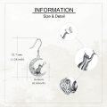 wholesale 925 Sterling Silver Black Cat & Crescent Moon Dangle Earrings - Adorable Kitty Lover Gift-0-3