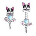wholesale 925 Sterling Silver Husky Dog Heart Pendant Dangle Drop Stud Earrings for Women Girls Gifts Jewelry Set Accessories-0-0