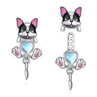wholesale 925 Sterling Silver Husky Dog Heart Pendant Dangle Drop Stud Earrings for Women Girls Gifts Jewelry Set Accessories-D-French Bulldog