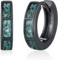 wholesale 925 Sterling Silver Turquoise Stone Inlay Black Hoop Huggies Punk Gothic Earrings for Women and Men-0-0