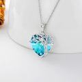 wholesale 925 Sterling Silver & 14K White Gold Plated Heart Blue Crystal Celtic Tree of Life Necklace-0-4