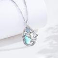 wholesale 925 Sterling Silver Blue Moonstone Sea Life Pendant Necklace with Dolphin Charm for Women-0-5