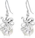 wholesale 925 Sterling Silver Pearl Octopus Drop Dangle Earrings for Women Christmas Gift-0-0
