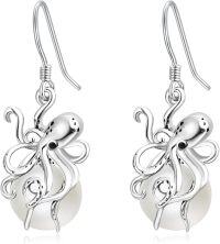 wholesale 925 Sterling Silver Pearl Octopus Drop Dangle Earrings for Women Christmas Gift-Octopus Earrings-01