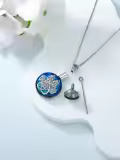 TOUPOP Sterling Silver Crystal Tree Of Life Paw Print Cremation Pendant Necklace-0-2