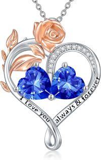 wholesale 925 Sterling Silver Rose Quartz Heart Birthstone Necklace for Women Valentine s Day Gift-09-09-Sep-Sep Birthstones