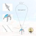 wholesale 925 Sterling Silver Blue Opal Sea Turtle Pendant Necklace with CZ Accents and Extender Chain (14+3)-0-1