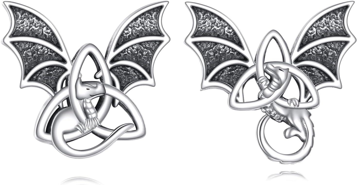 Sterling Silver Stone Gothic Animal Halloween Earrings for Women-0-1