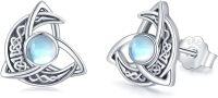 wholesale 925 Sterling Silver Celtic Moonstone Triquetra Stud Earrings - Vintage Irish  for Women-B-Celtic Moonstone
