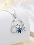 wholesale Sterling Silver Crystal Sloth Giraffe Panda Koala Highland Cow Necklace-0-8
