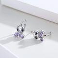 wholesale 925 Sterling Silver Purple Crystal Panda Huggie Hoop Earrings for Girls and Women-0-1