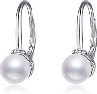 wholesale 925 Sterling Silver Pearl Drop Dangle Leverback Earrings Gift for Women Girls-Pearl