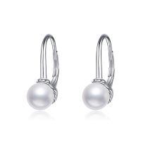 wholesale 925 Sterling Silver Pearl Drop Dangle Leverback Earrings Gift for Women Girls-Pearl