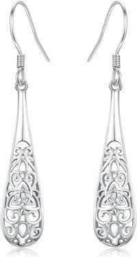 wholesale 925 Sterling Silver Celtic Knot Teardrop Dangle Earrings-Celtic C
