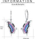 wholesale 925 Sterling Silver Multicolor Crystal Butterfly Drop Earrings for Women-0-5