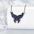 wholesale 925 Sterling Silver Blue Enamel Butterfly Pendant Necklace for Women-0-4