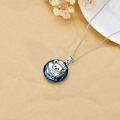 wholesale 925 Sterling Silver Round Blue Crystal Teddy Bear Pendant Necklaces for Girls and Women s-0-4