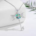 wholesale 925 Sterling Silver Key Pendant with Triquetra and Opal Stone - Triple Moon Goddess Necklace for Women-0-3