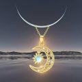 wholesale 14K Gold Sun & Moon Opalite Pendant Necklace for Women-0-5