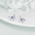 wholesale 925 Sterling Silver Blue Crystal Dragonfly Stud Earrings - Halloween  for Her-0-1