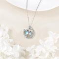 wholesale 925 Sterling Silver Moonstone Double Owls Pendant Necklaces for Women with Stars and Love Message Chain  48cm Length-0-2