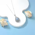 TOUPOP Sterling Silver & Gemstone Filigree Teardrop Pendant Necklace-0-2