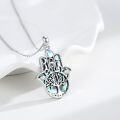 wholesale 925 Sterling Silver Abalone Shell Hamsa Tree of Life Evil Eye Pendant Necklace-0-1