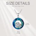 wholesale 925 Sterling Silver Blue Crystal Round Pendant Necklace with Frog Design-0-4