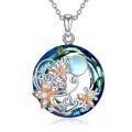 TOUPOP Sterling Silver Blue Crystal Sunflower Leaf Pendant Necklace-0-0