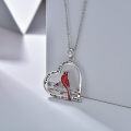 wholesale 925 Sterling Silver Cardinal Bird Heart Pendant Necklace - Angels Are Near s for Women and Moms-0-1